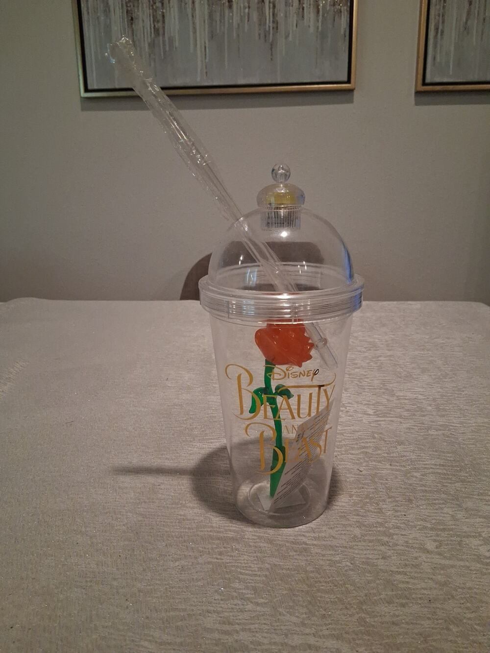 NEW~Disney~Beauty & The Beast~Belle~Light Up~Enchanted Rose~Sipper Tumbler Cup